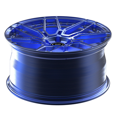 چرخ های فرفورژه 1 تکه آبی برس دار پره های مونوبلوک برای رینگ های آلیاژ آلومینیومی خودروهای لوکس