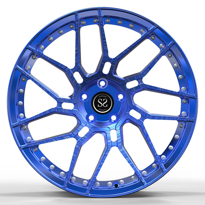 چرخ های فرفورژه 1 تکه آبی برس دار پره های مونوبلوک برای رینگ های آلیاژ آلومینیومی خودروهای لوکس