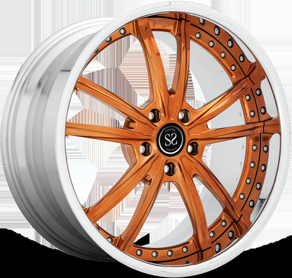 صورت ماشین نارنجی دو عدد چرخ های جعل شده 5x112 5x120 برای GT50 BMW 525i