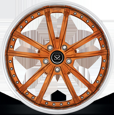 صورت ماشین نارنجی دو عدد چرخ های جعل شده 5x112 5x120 برای GT50 BMW 525i