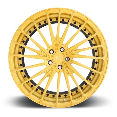 Porsche Forged Wheels 22 اینچ رنگ طلایی آلیاژ آلومینیوم 2 تکه فرفورژه رینگ 5x112 5x130