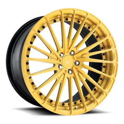 Porsche Forged Wheels 22 اینچ رنگ طلایی آلیاژ آلومینیوم 2 تکه فرفورژه رینگ 5x112 5x130