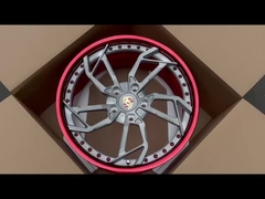 رینگ‌های فورج‌شده‌ی سفارشی قرمز بشکه‌ای و دیسک خاکستری 1-PC برای پورشه