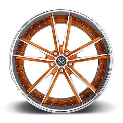 23 سانتی متر 2 تکه چرخ فورج شده نارنجی وسط لبه لبه بشکه ای صیقلی