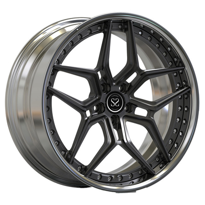 21 اینچ چرخ های فورج 2 تکه آلومینیومی براق شده لبه های خاکستری تیره برای رینگ های خودرو آئودی RS6