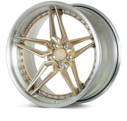 چرخ 2 تکه طلایی براق 20 اینچی برای پورشه 718 برای خودروی لوکس