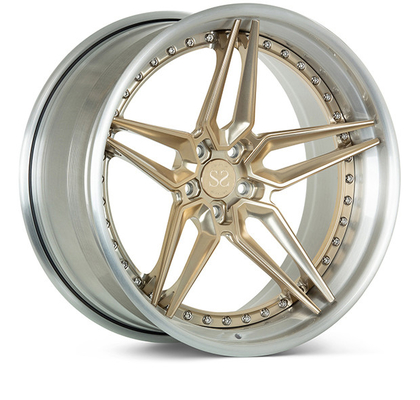 چرخ 2 تکه طلایی براق 20 اینچی برای پورشه 718 برای خودروی لوکس