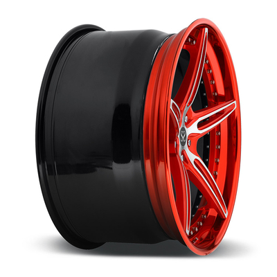 چرخ‌های آهنگری 3 تکه قرمز سفارشی برای رینگ‌های ماشین آلیاژی 22 اینچی فراری