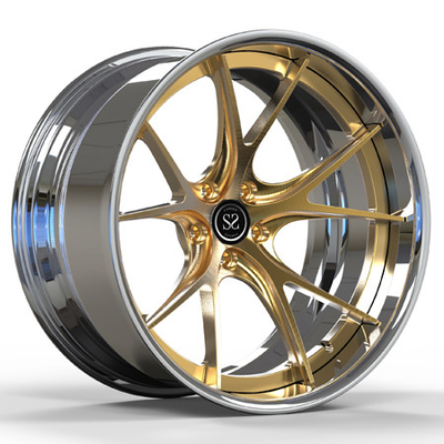 لبه‌های 2 تکه چرخ‌های فورجی بالا برای آئودی RS6 20 اینچی برس طلایی