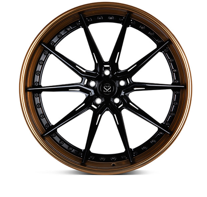چرخ های فورجی 3 تکه 24 اینچی براق براق لب مشکی برنز برای رینگ های RS5