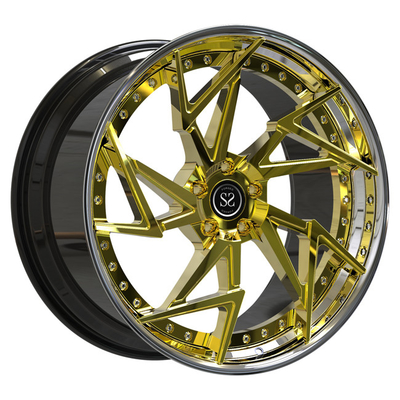 19x8.5 19x11 2 تکه رینگ چرخ‌های آئودی R8 طلایی جعلی جعلی
