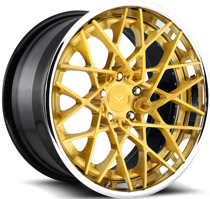 F12 Berlinetta 3PC رینگ های آلیاژ آلومینیوم فورج شده لبه جلا 21x9.5 22x12.5 طلایی