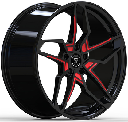 24×10 5×130 روشن مشکی سیاه + قرمز سفارشی 1 قطعه چرخ های جعل شده