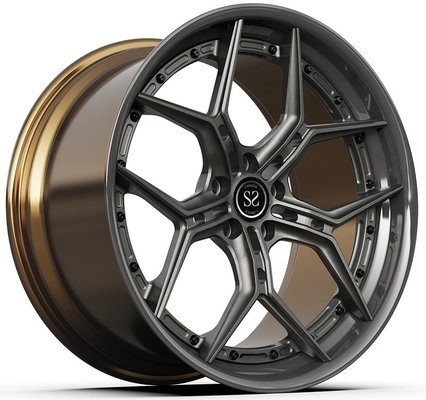20x9 ET35/20x10 ET40/5x112/66.6 رینگ‌های دیسک خاکستری و بشکه برنزی ساتن 2 تکه چرخ‌های رینگ لوکس برای چرخ‌های اتومبیل‌های جهانی