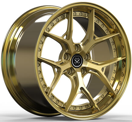 19x9.5 دو قطعه چرخ های جعل شده با دیسک طلایی و لب طلایی پولیش شده برای مرسدس E220 2003
