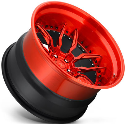 موستانگ ۱۹۹۰ ۱۸x۸.۰ و ۱۸x۱۰ قرمز درخشان چرخ های جعل شده ۳ پی سی