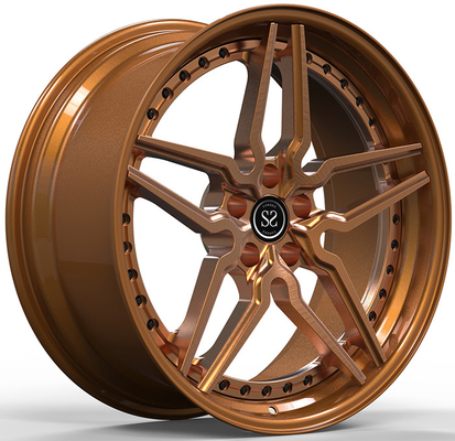 2 PC Sputtering Bronze Staggered 20 و 21 اینچی چرخ های آلیاژی صورت ماشین کاری شده برای اتومبیل های لوکس