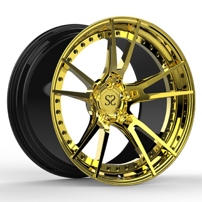 2 تکه 20x10 اینچ Bmw M6 PCd طلایی 139.7 میلی متر پولیش چرخ های آهنگری