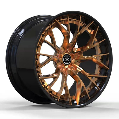 پورشه 991 Staggered 2 PC رینگ های آلیاژی فورج 5x130 مشکی برنز مات براق